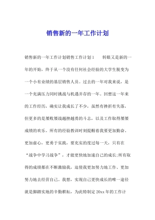销售新的一年工作计划