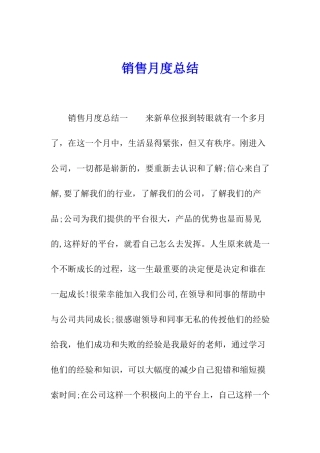 销售月度总结