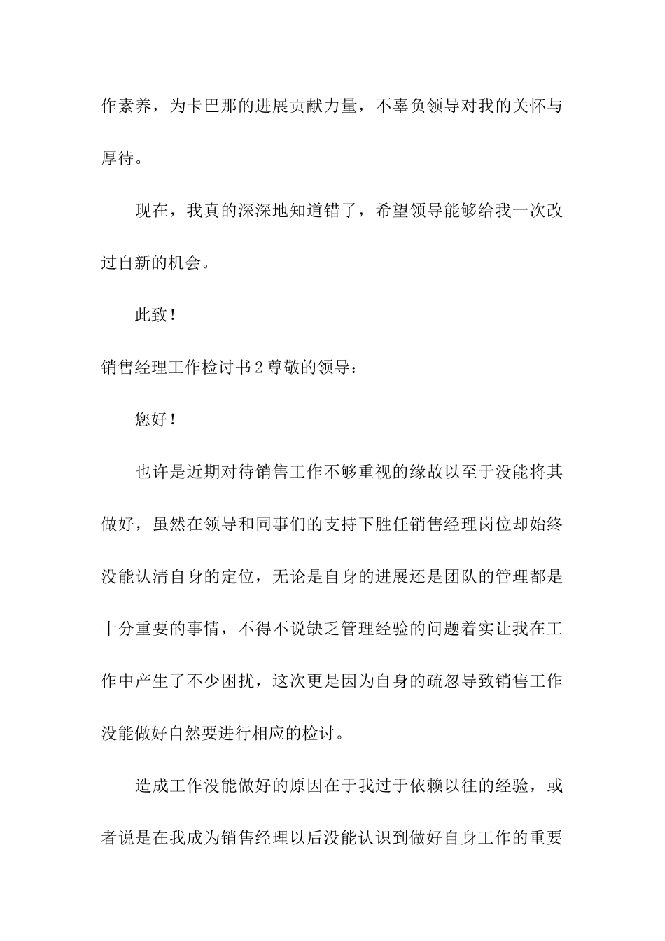 销售经理工作检讨书_第3页