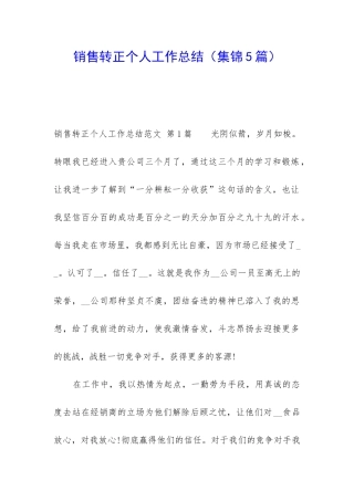 销售转正个人工作总结
