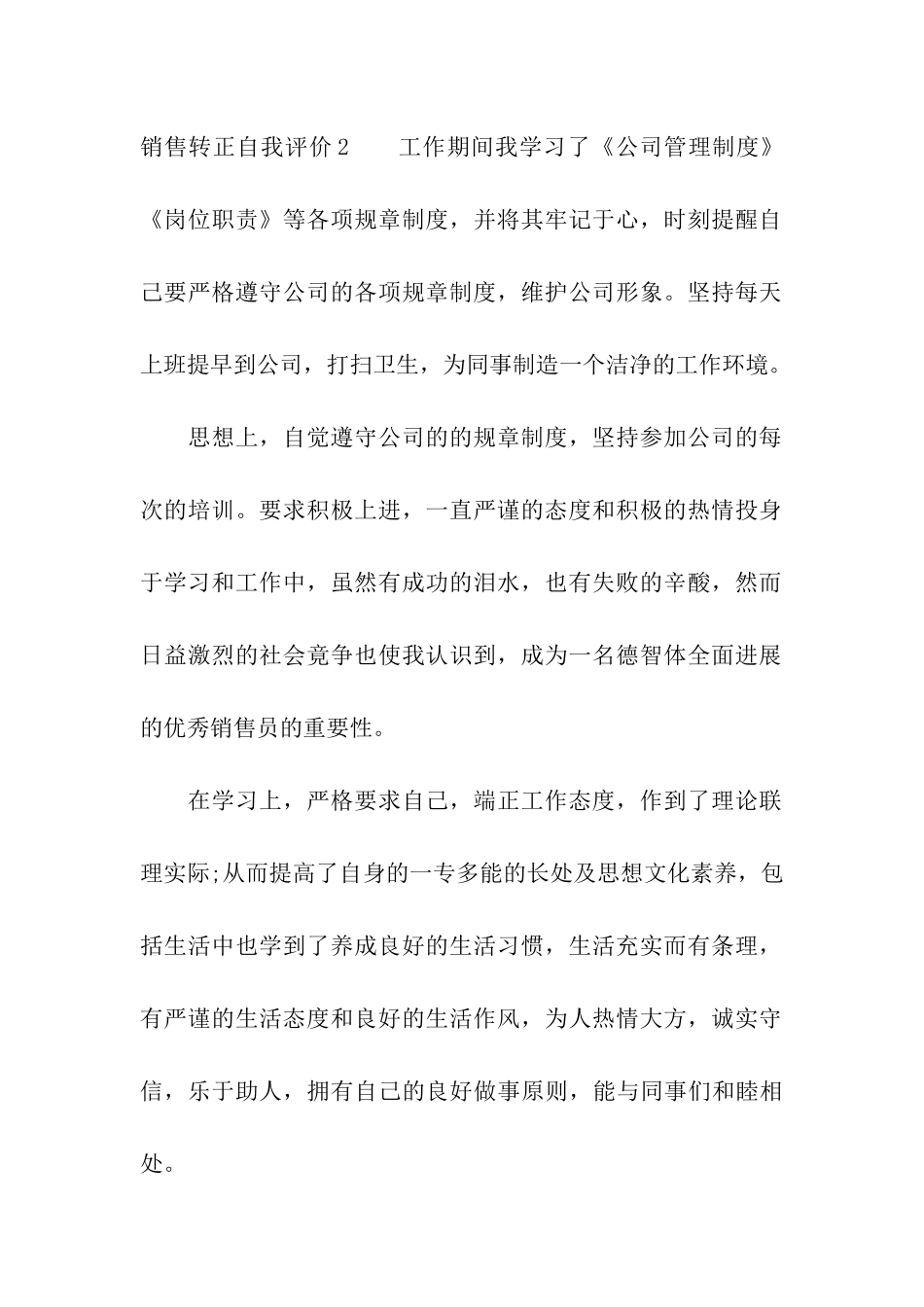 销售转正自我评价_第2页