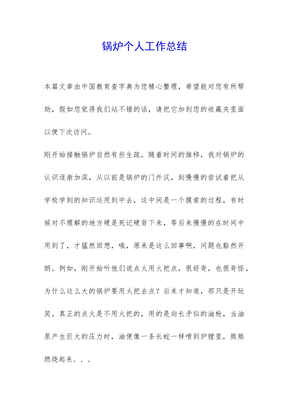 锅炉个人工作总结-_第1页