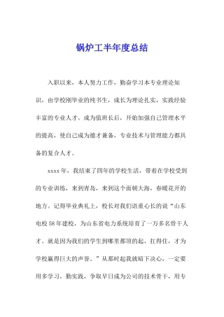 锅炉工半年度总结