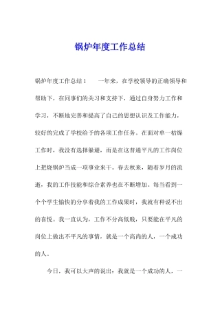 锅炉年度工作总结