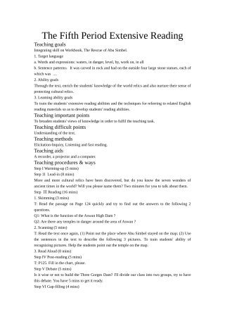 The Fifth Period Extensive Reading