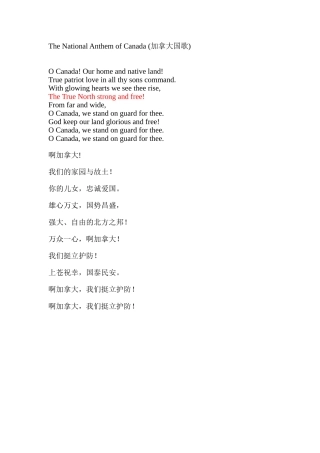 The National Anthem of Canada