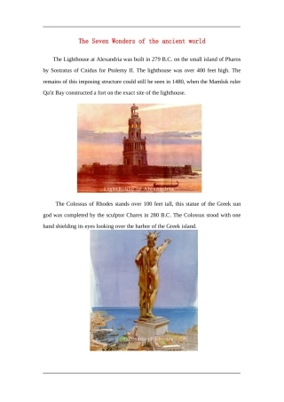 The Seven Wonders of the ancient world