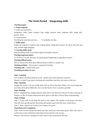 The Sixth Period    Integrating skills