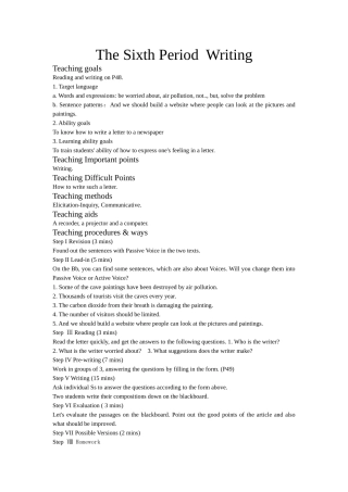 The Sixth Period  Writing