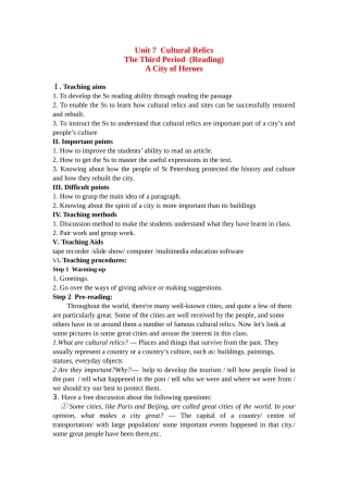 The Third  Period Cultural Relics(Reading)（For Teahing）