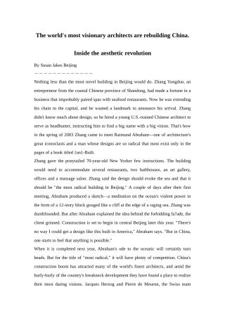 The world's most visionary architects are rebuilding China