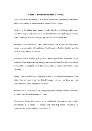 There is no substitute for a friend