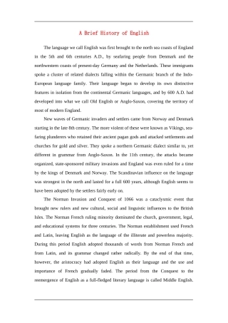 A Brief History of English