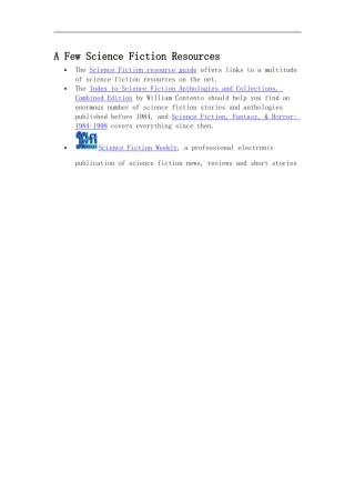 A Few Science Fiction Resources