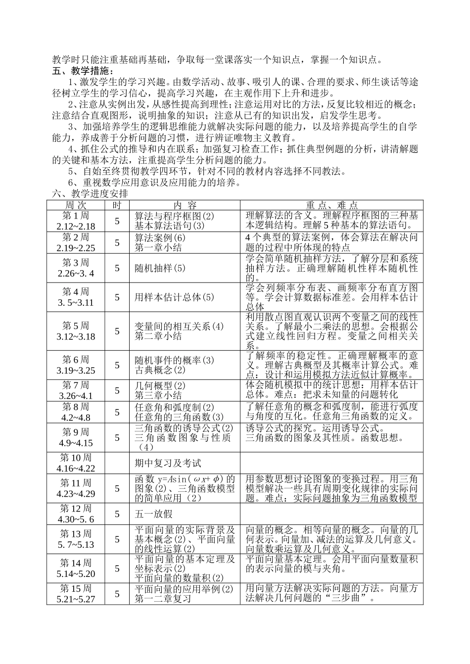 A01--2006年上学期高一全期教学计划_第2页