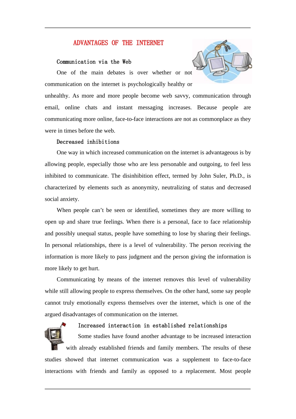 ADVANTAGES OF THE INTERNET_第1页