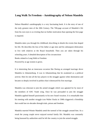 Autobiography of Nelson Mandela