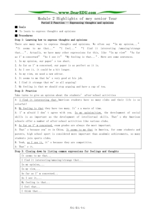 Module 2 Highlights of mey senior Year-Period 2