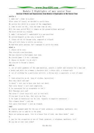 Module 2 Highlights of mey senior Year-Section 3 Words and Expressions