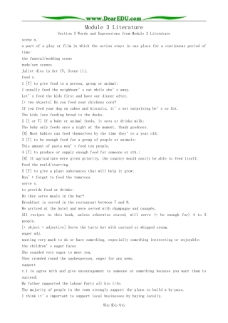 Module 3 Literature-Section 3 Words and Expressions