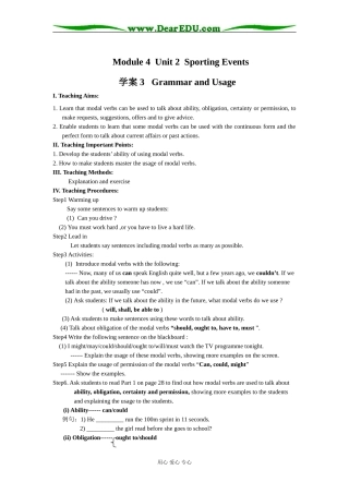 Module 4  Unit 2  Sporting Events学案 3   Grammar and Usage