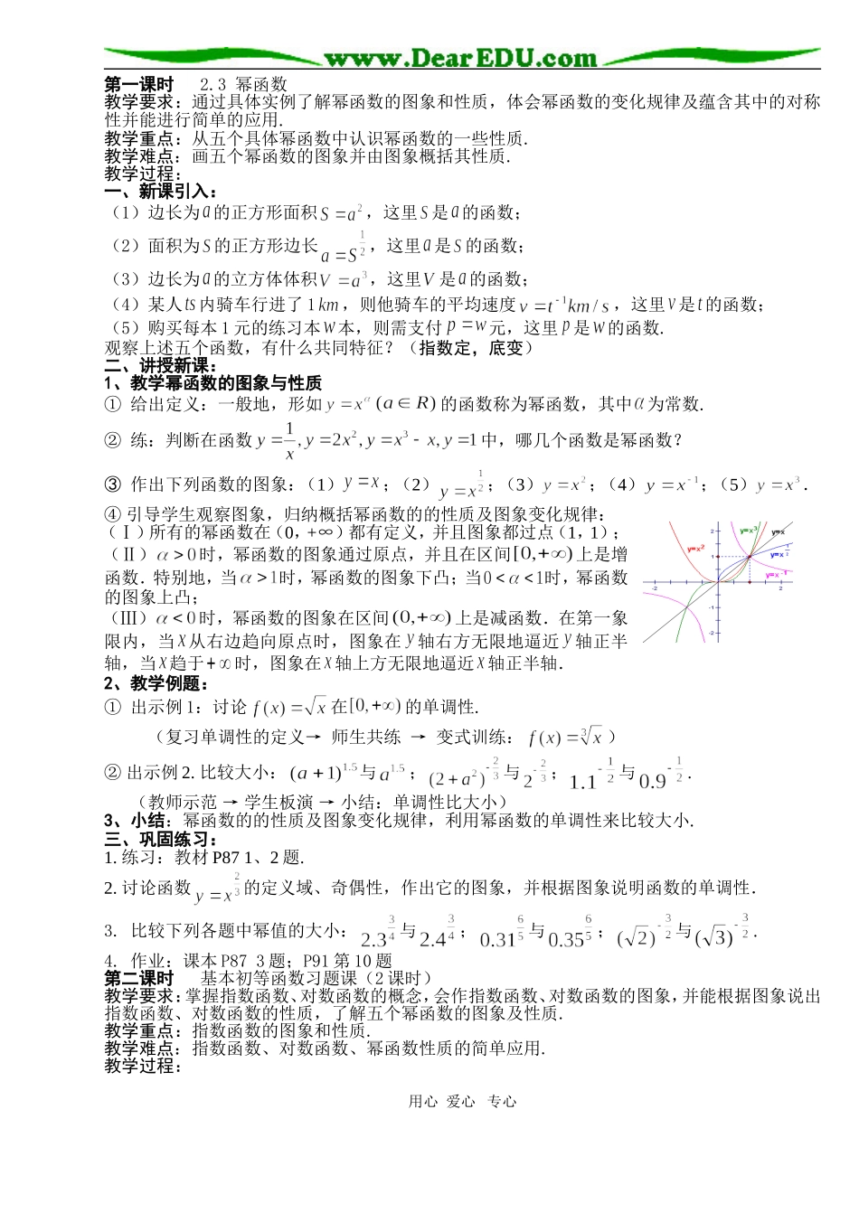 B6--2.3 幂函数（2课时）---必修①第二章集体备课_第1页