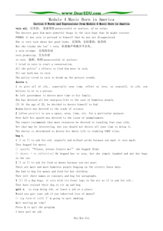 Module 4 Music Born in America-Section 3 Words and Expressions