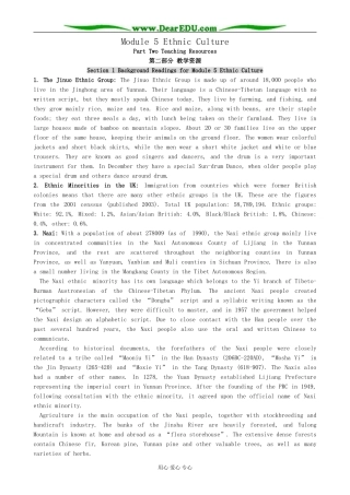 Module 5 Ethnic Culture-Section 1 Background Readings