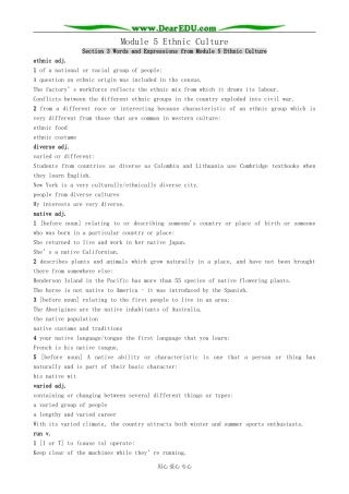 Module 5 Ethnic Culture-Section 3 Words and Expressions