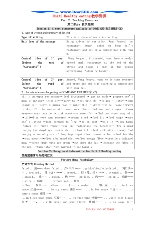 Unit2 Healthy eating教学资源 新课标 人教版 必修3