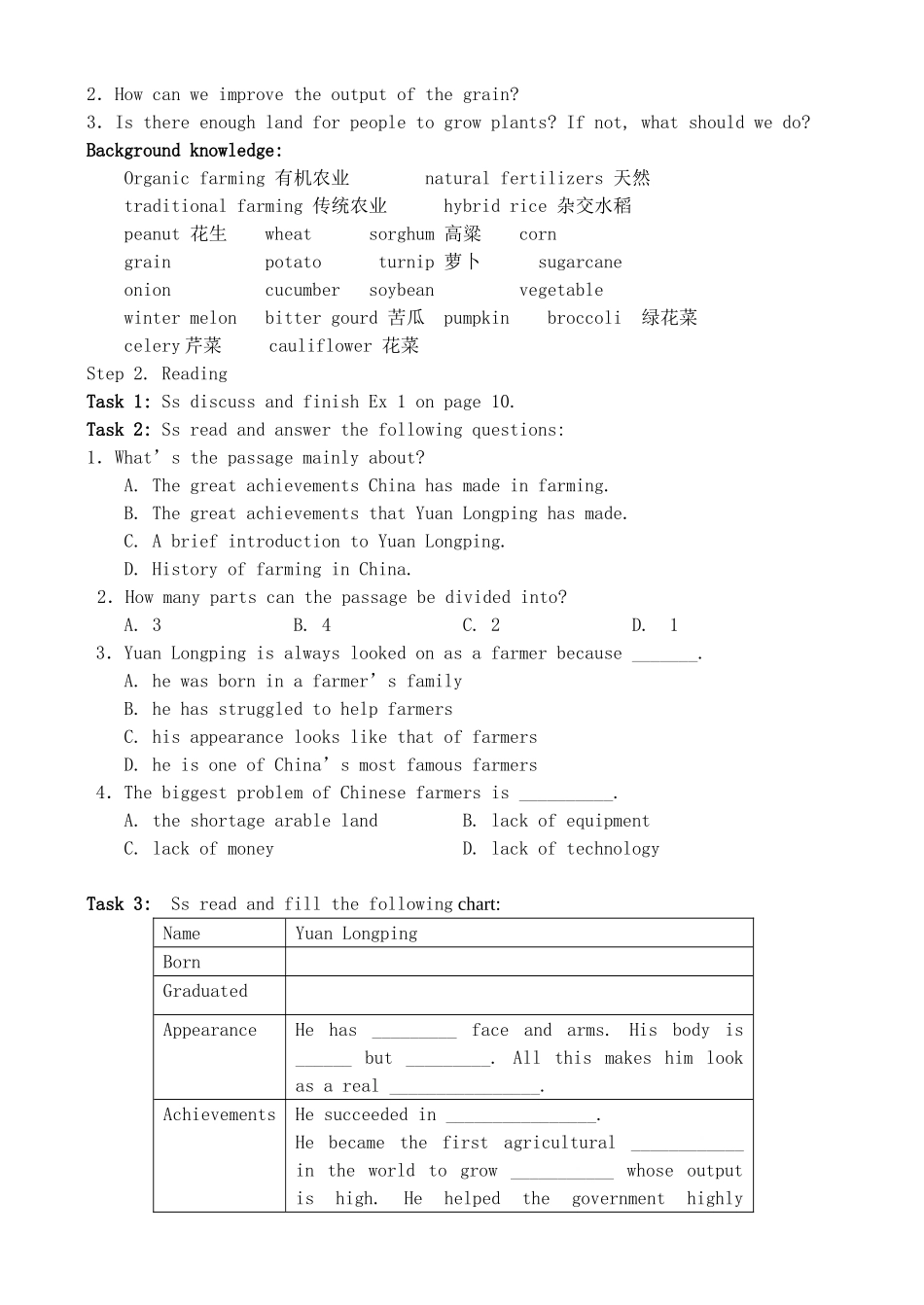 Unit 2 Working the land_第2页