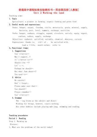 Unit 2 Working the land