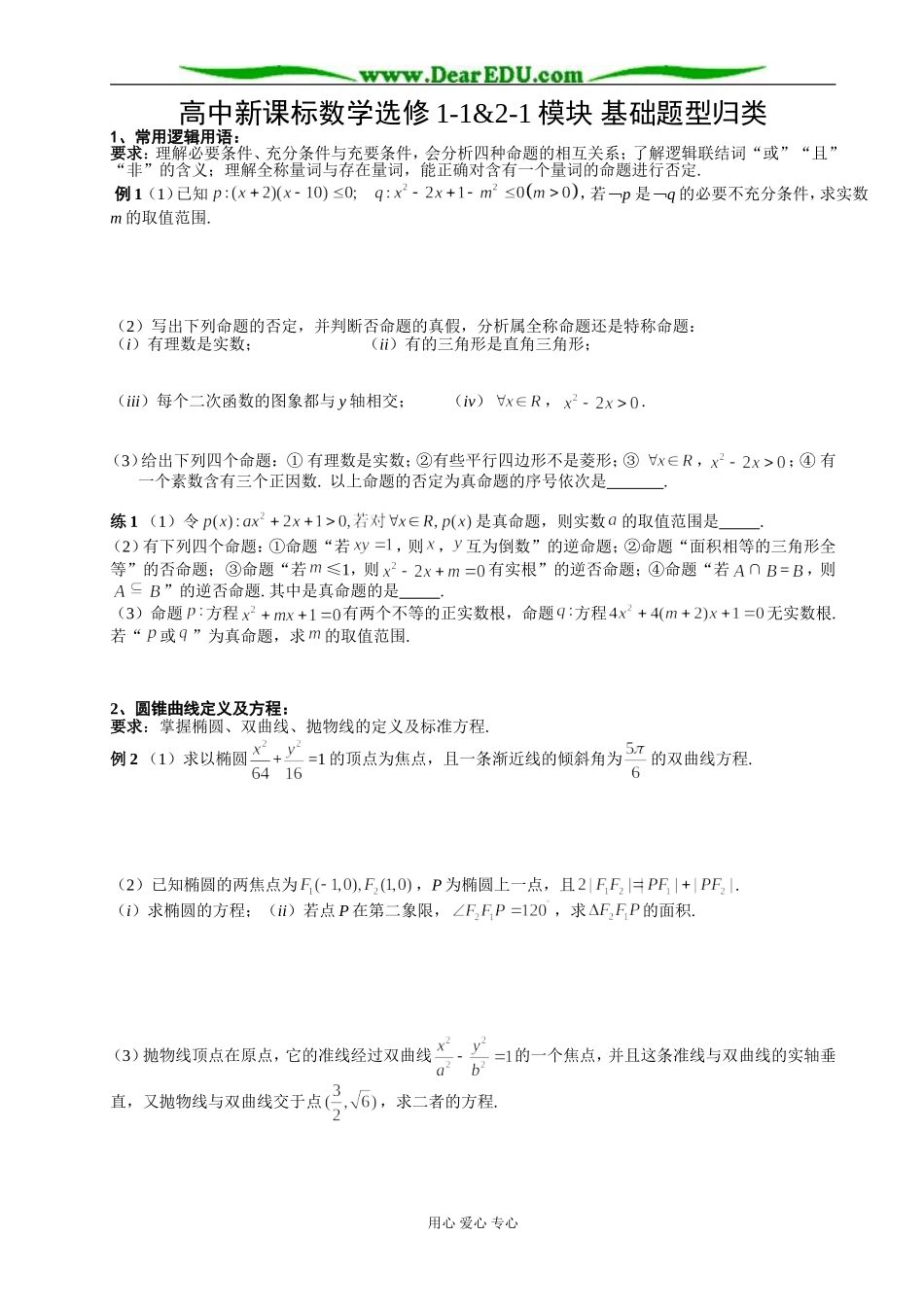 C01--选修1-1&2-1复习讲义_第1页