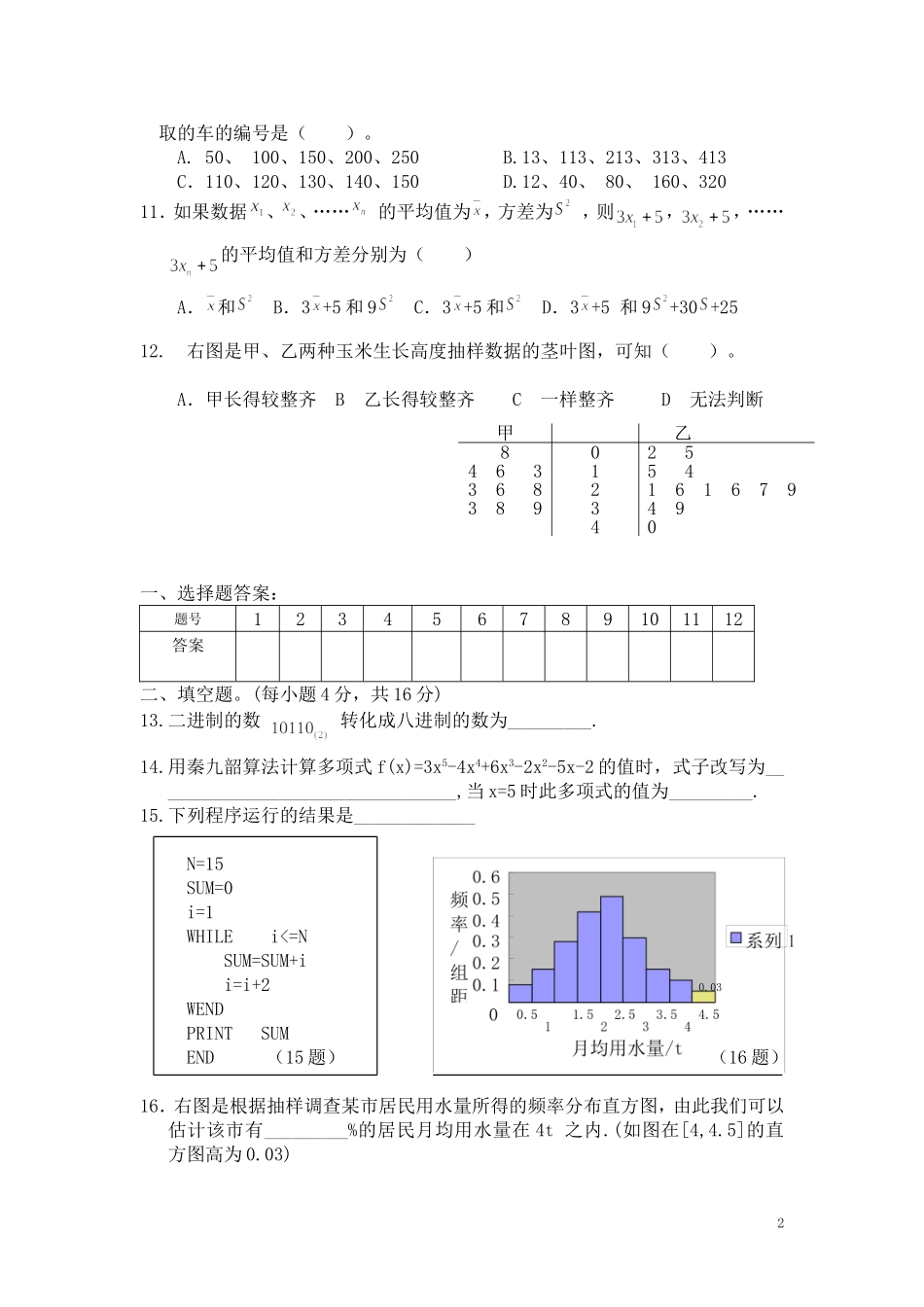 C1--东升高中高一年级数学3月考试试卷_第2页