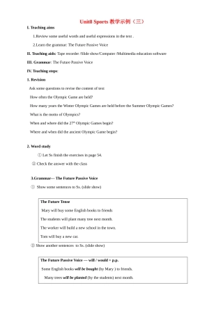 Unit8 Sports 教学示例三-新人教版高一全册英语教案