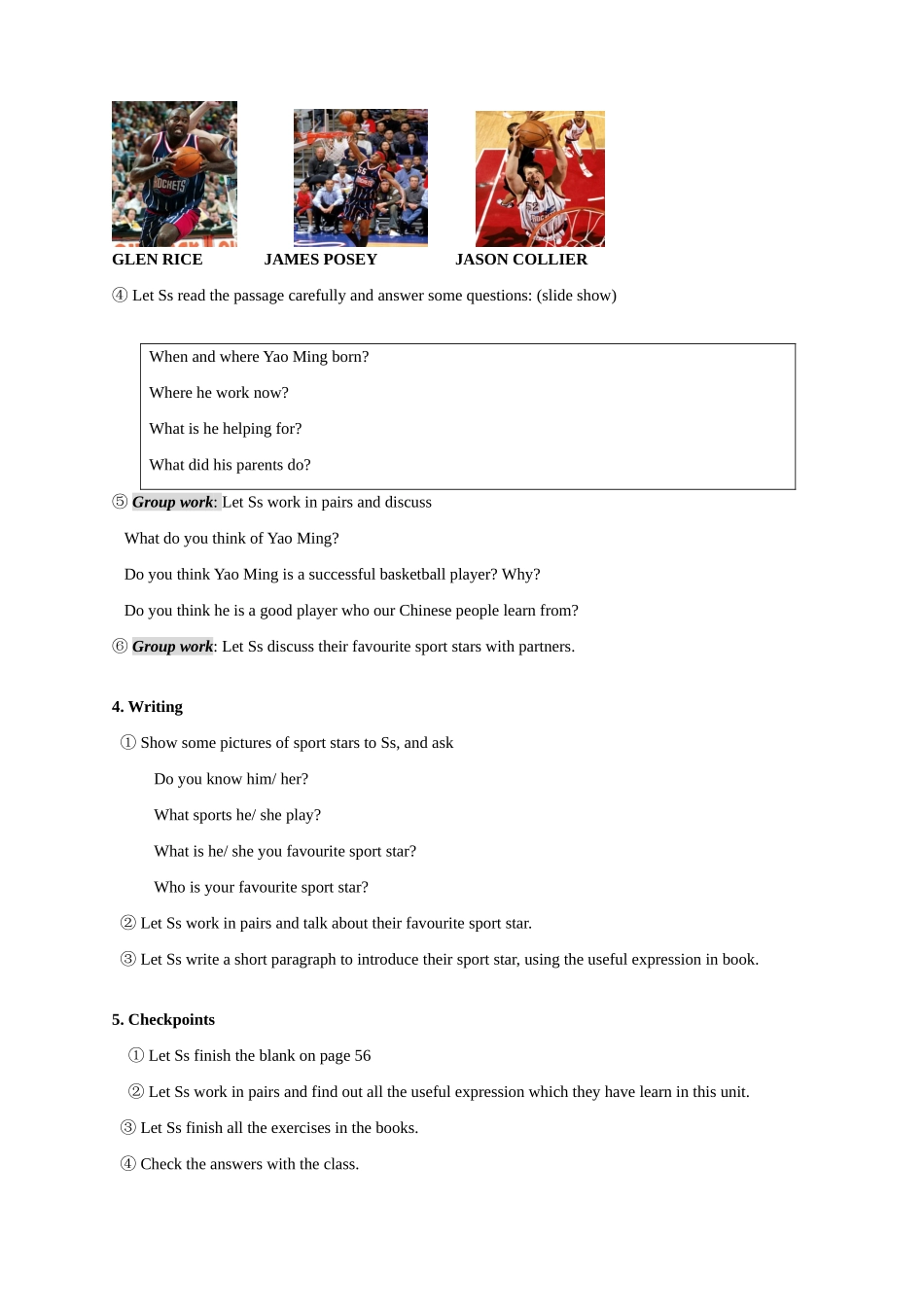 Unit8 Sports教案示例四-新人教版高一全册英语教案_第2页