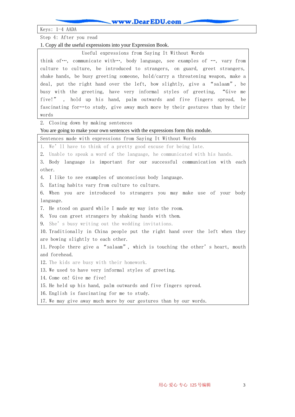 Module3 Body Language and Non-verbal Communication Reading 外研版必修4_第3页