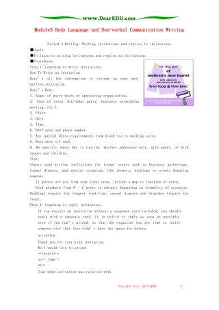 Module3 Body Language and Non-verbal Communication Writing 外研版必修4