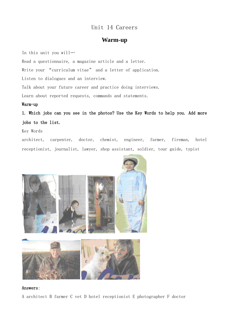 Unit14 Careers--Warm up_第1页