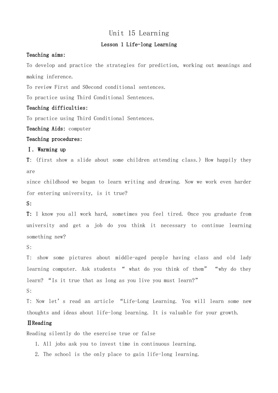 Unit15 Learning--Lesson 1 Life-long Learning_第1页