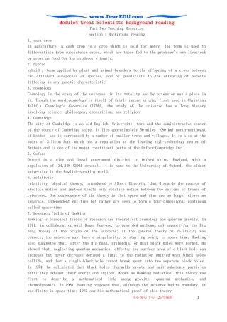 Module4 Great Scientists Background reading 外研版必修4