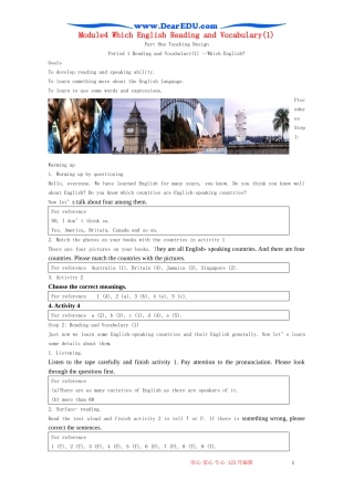 Module4 Which English Reading and Vocabulary(1) 外研版必修8