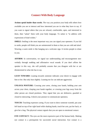 Connect With Body Language