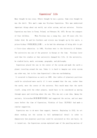 Copernicus' life