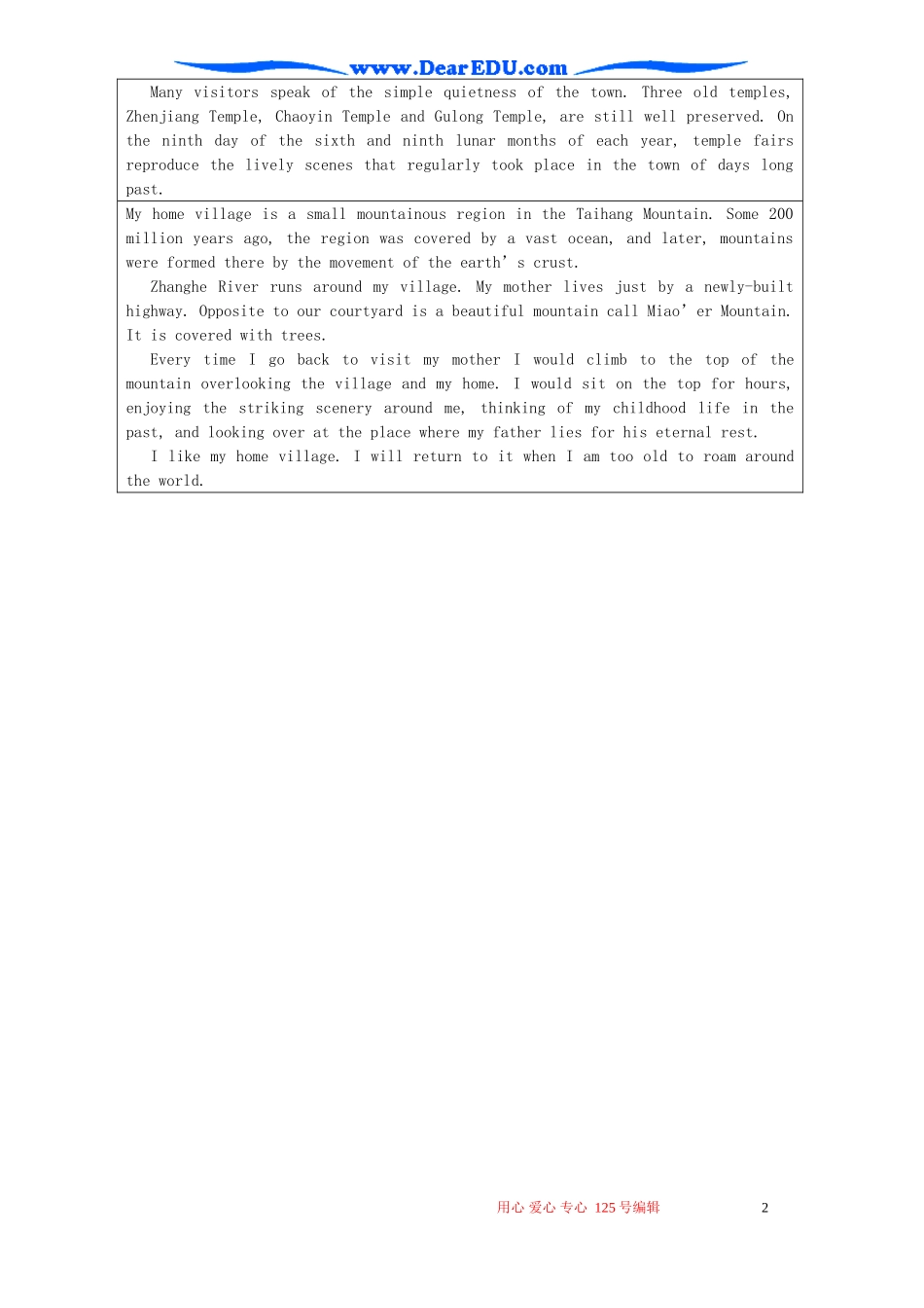 Module5 A Trip Along the Three Gorges Writing 外研版必修4_第2页