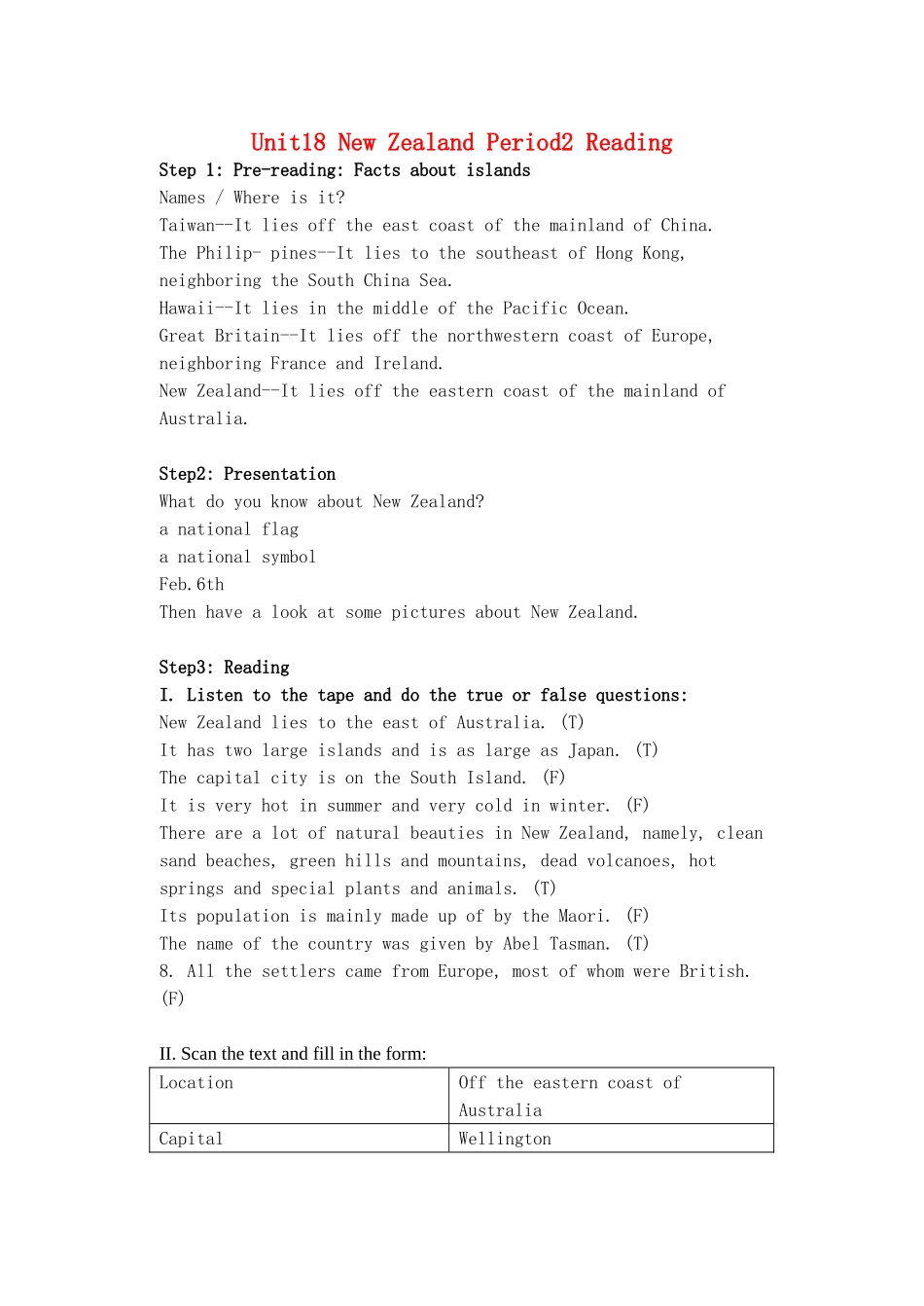 Unit18 New Zealand Period2 Reading 人教版_第1页