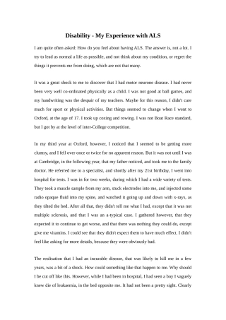Disability - My Experience with ALS