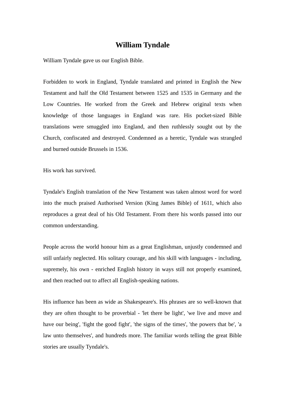 William Tyndale gave us our English Bible_第1页