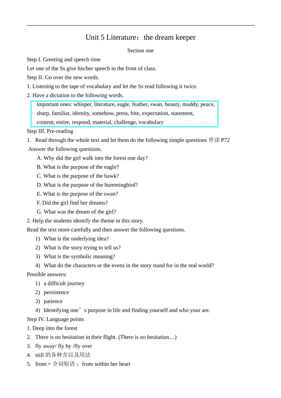 Unit 5 Literature：the dream keeper_第1页