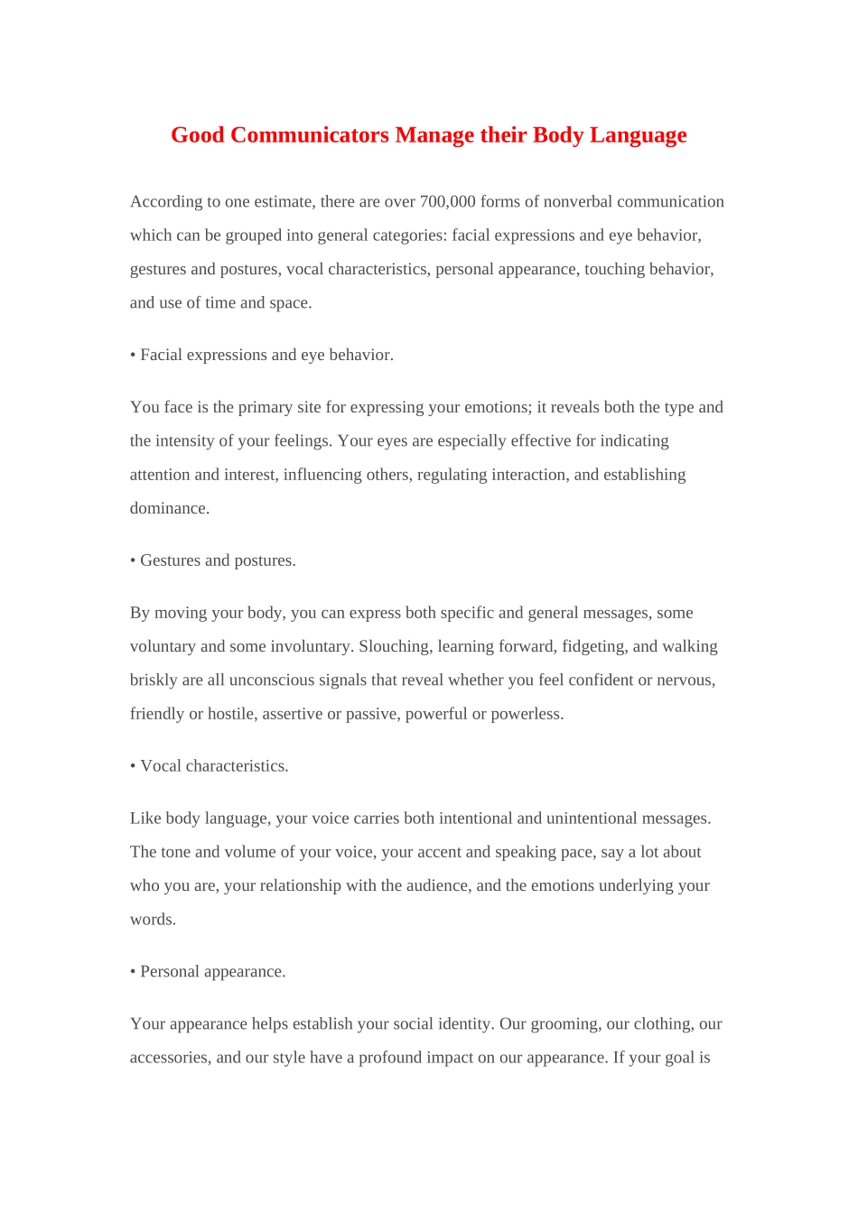 Good Communicators Manage their Body Language_第1页